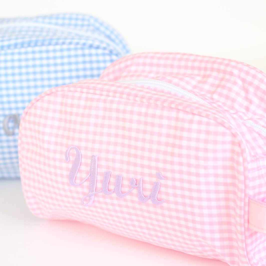 【選べるデザインフォント】トラベラーポーチ Gingham