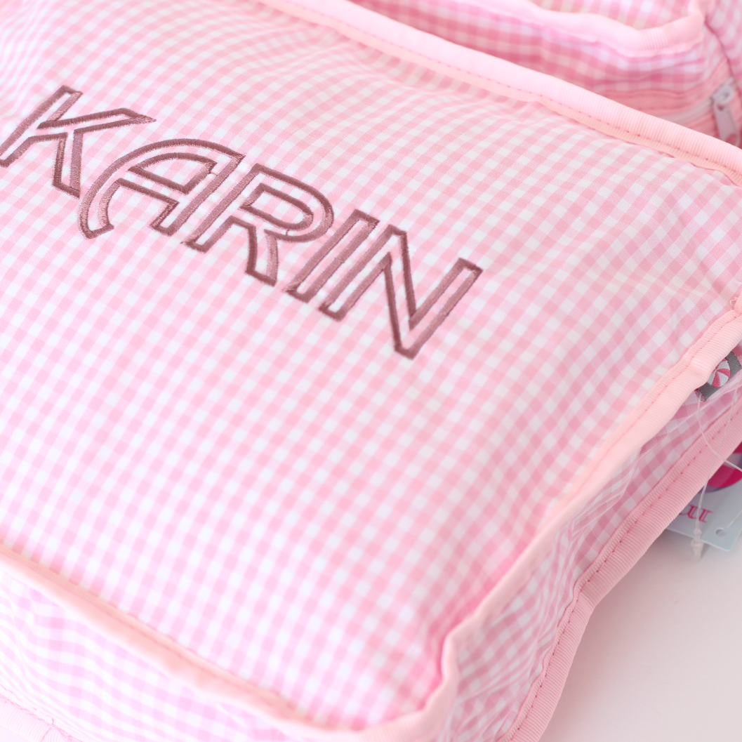 【選べるデザインフォント】スタッキングポーチ3点セットPink Gingham