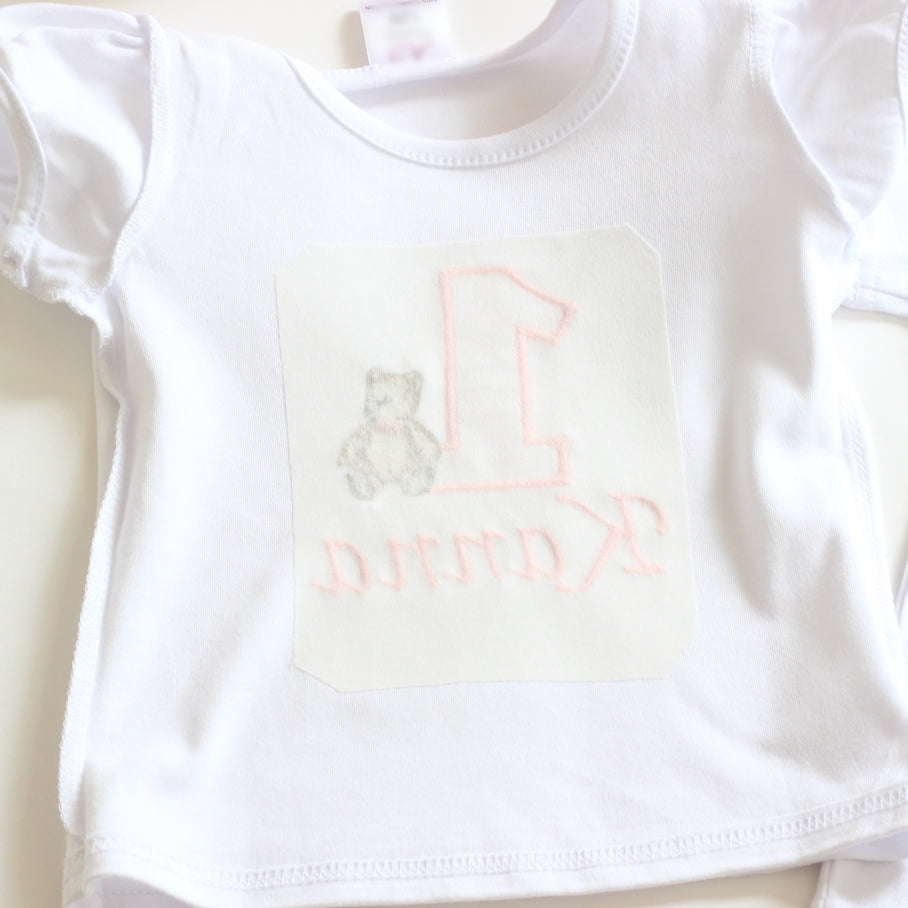 【長袖】バースデーTシャツ デコレーションケーキのアップリケ1歳から6歳