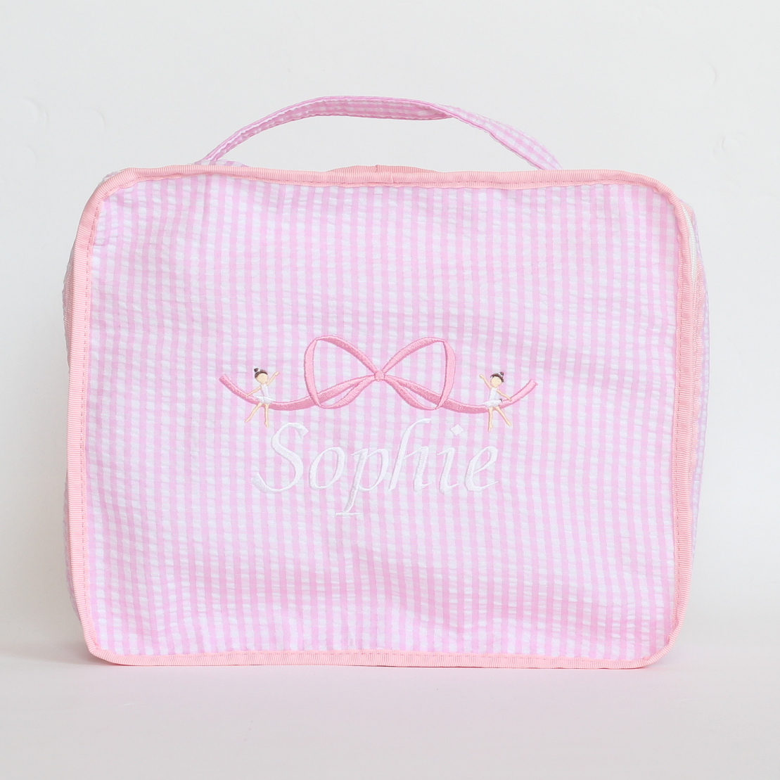 【選べるモチーフ2】スタッキングポーチ3点セットPink Check Seersucker