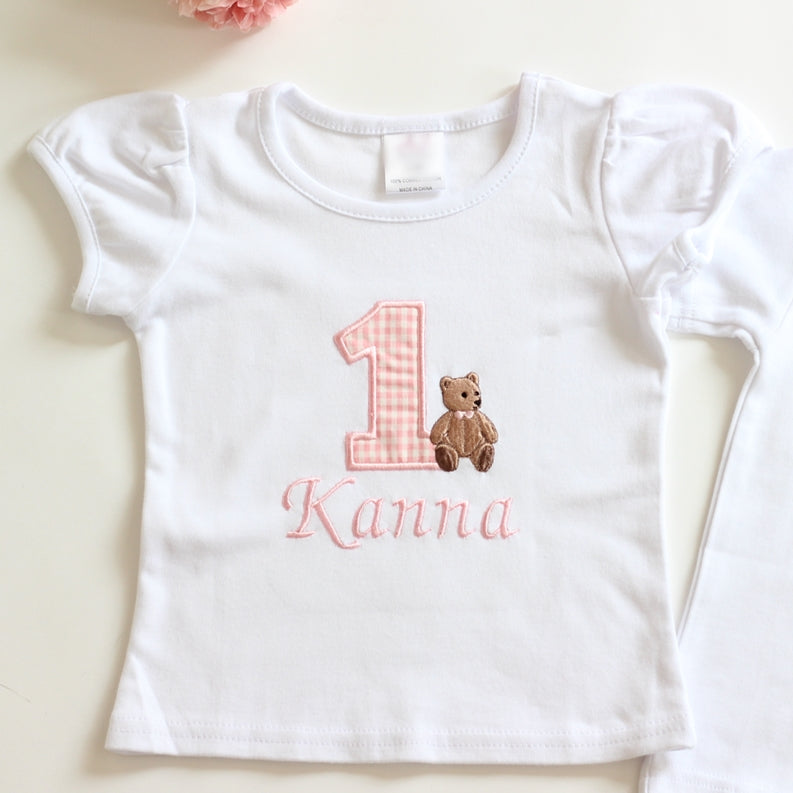 【長袖】おすましくまちゃんのバースデーナンバーTシャツ1歳から6歳