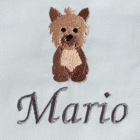 【ヨークシャテリア+名入れ刺繍】巾着袋Mマチ付きドローストリングバッグ(4色)