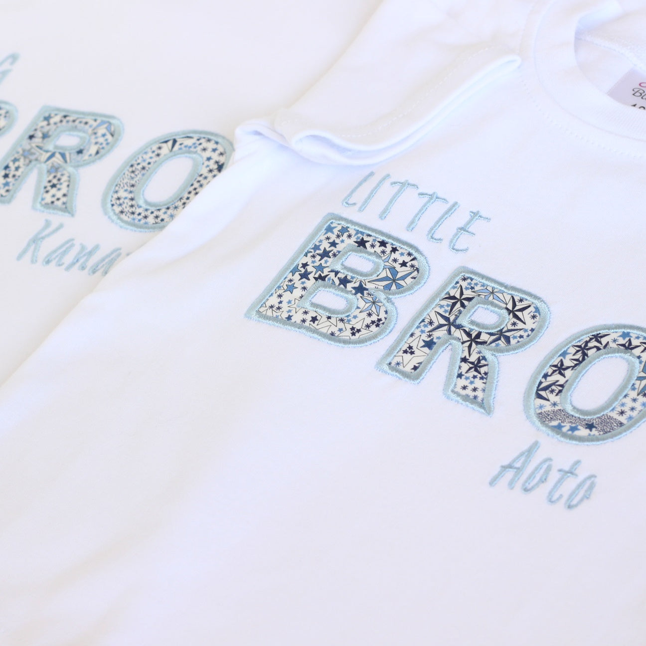 リバティアップリケのBrother「BRO」お揃いTシャツ1歳から6歳レギュラースリーブ