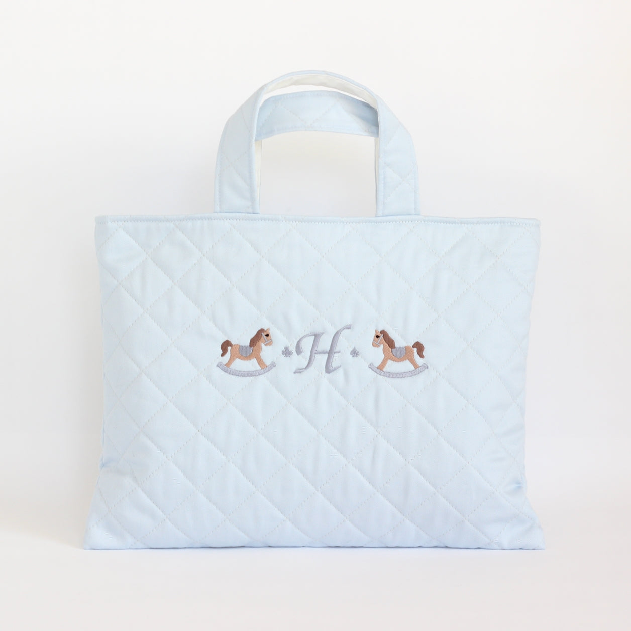ロッキングホースモチーフ刺繍のレッスンバッグ