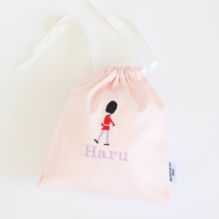 【Toy Solider兵隊さん+名入れ刺繍】巾着袋Sマチなし(4色)