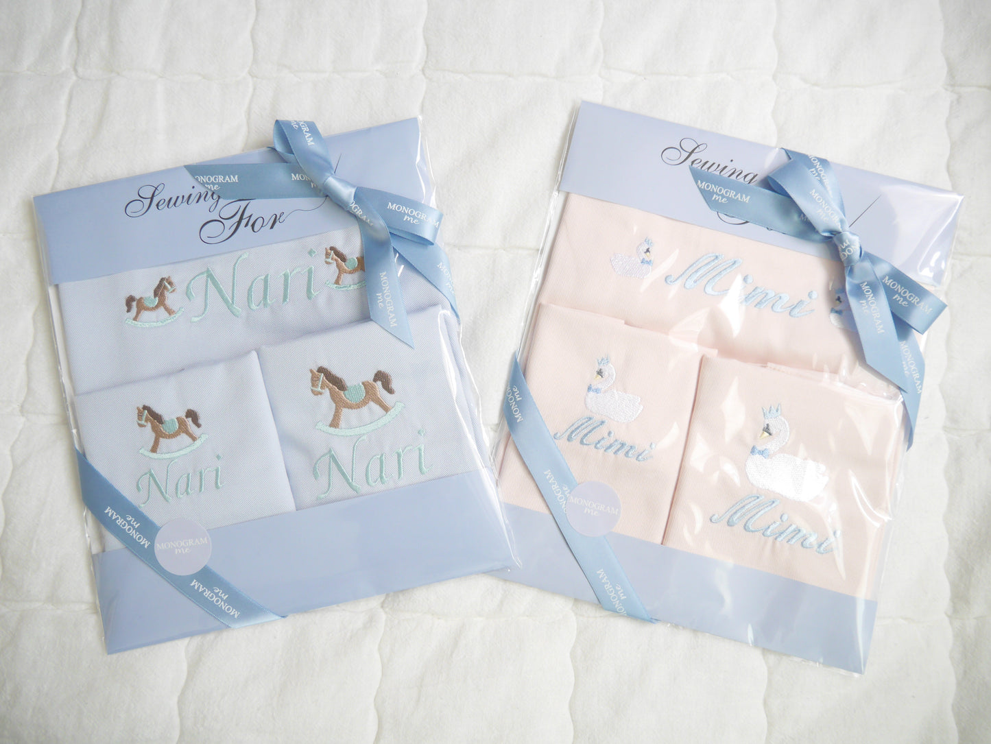 【踊るバレリーナちゃん+名入れ刺繍】巾着袋Mマチ付きドローストリングバッグ(4色)