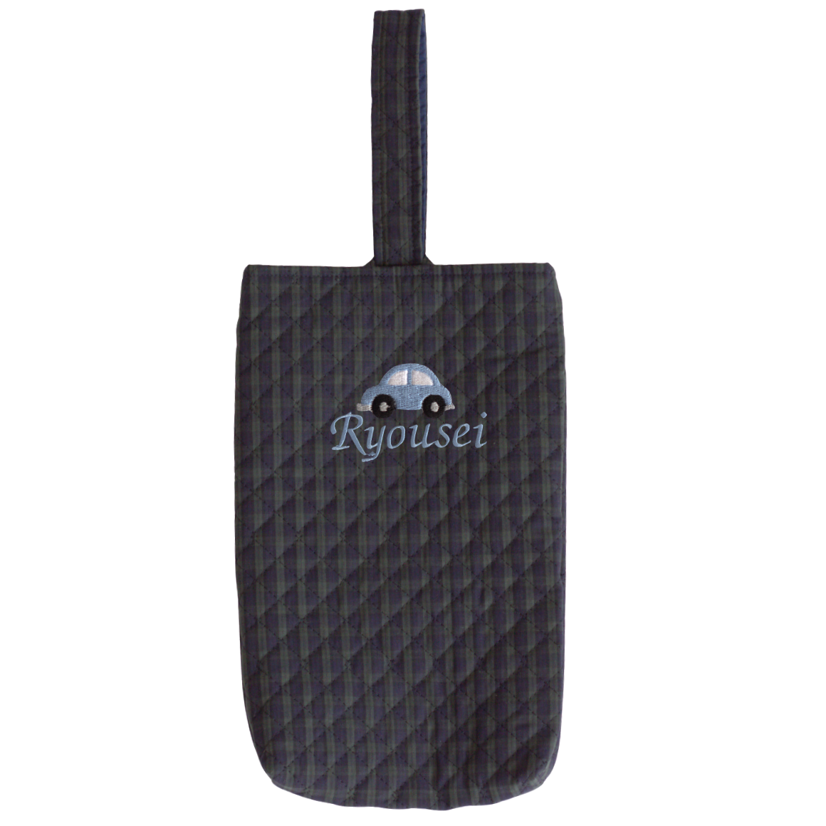 【選べるモチーフ+名入れ刺繍】シューズバッグ (靴袋)ブラックウォッチ柄