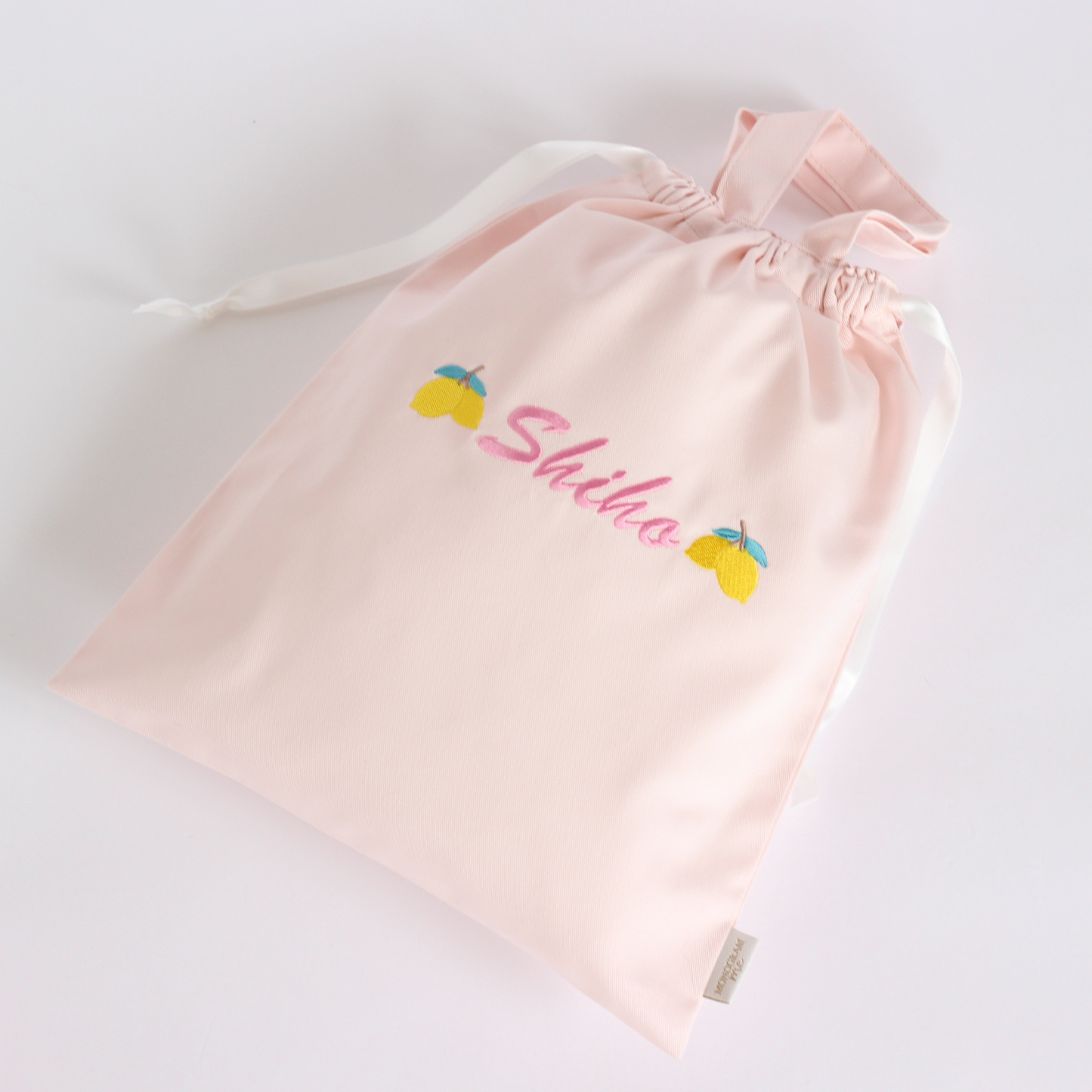 【レモン🍋+名入れ刺繍】巾着袋3種類セット（4色）