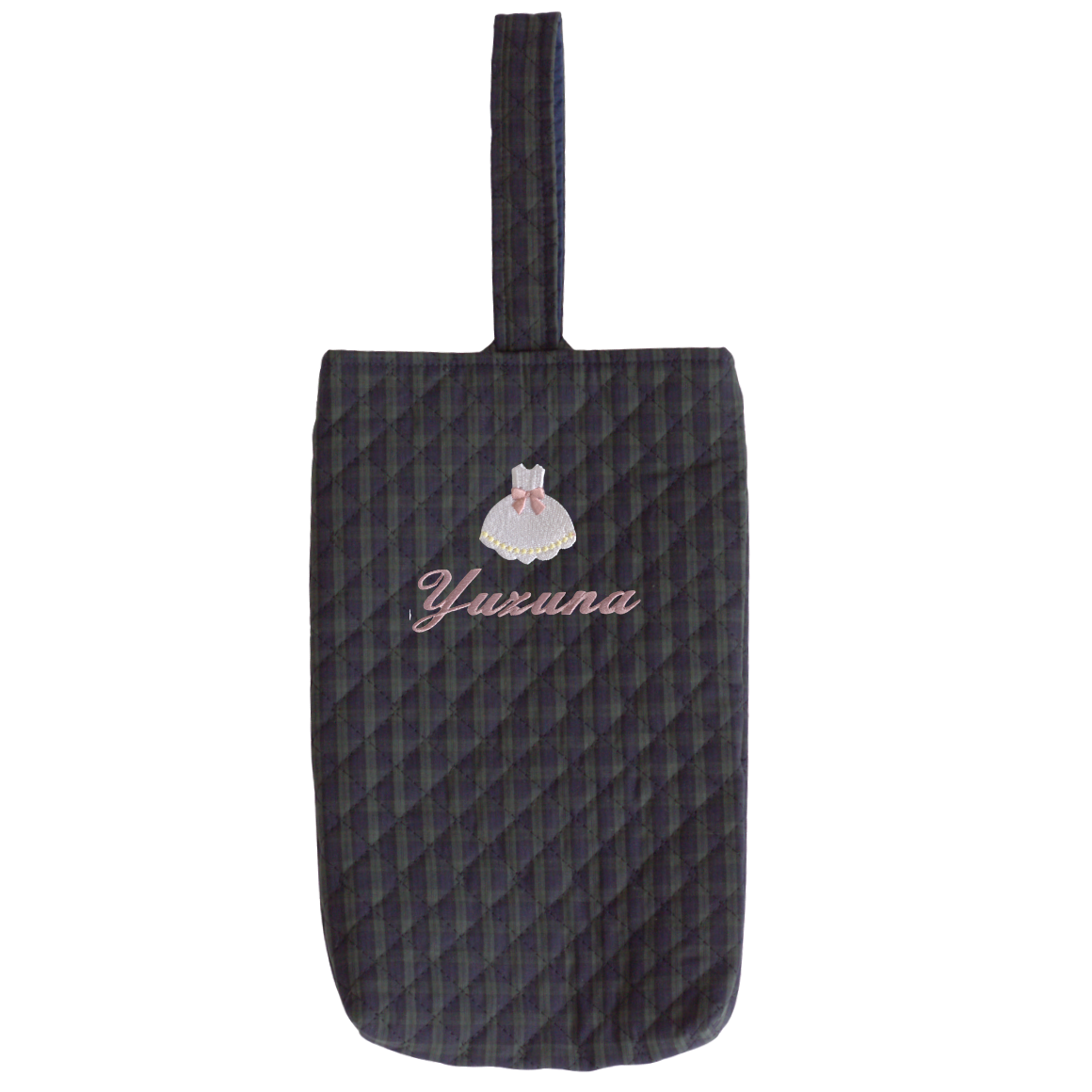 【選べるモチーフ+名入れ刺繍】シューズバッグ (靴袋)ブラックウォッチ柄