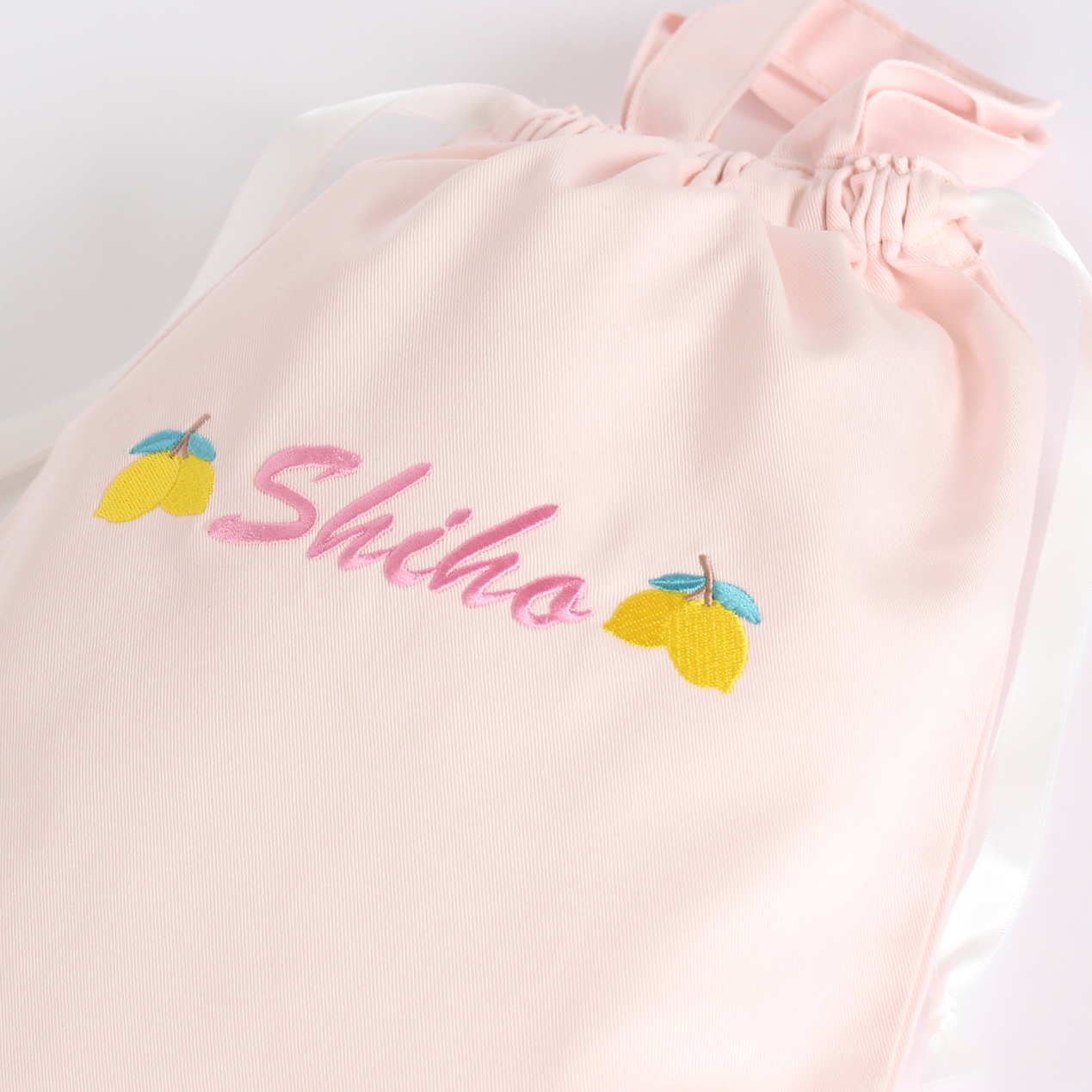 【レモン🍋+名入れ刺繍】巾着袋3種類セット（4色）