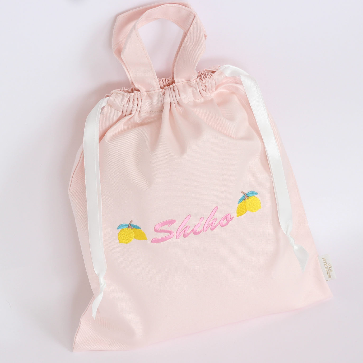 【レモン🍋+名入れ刺繍】巾着袋3種類セット（4色）
