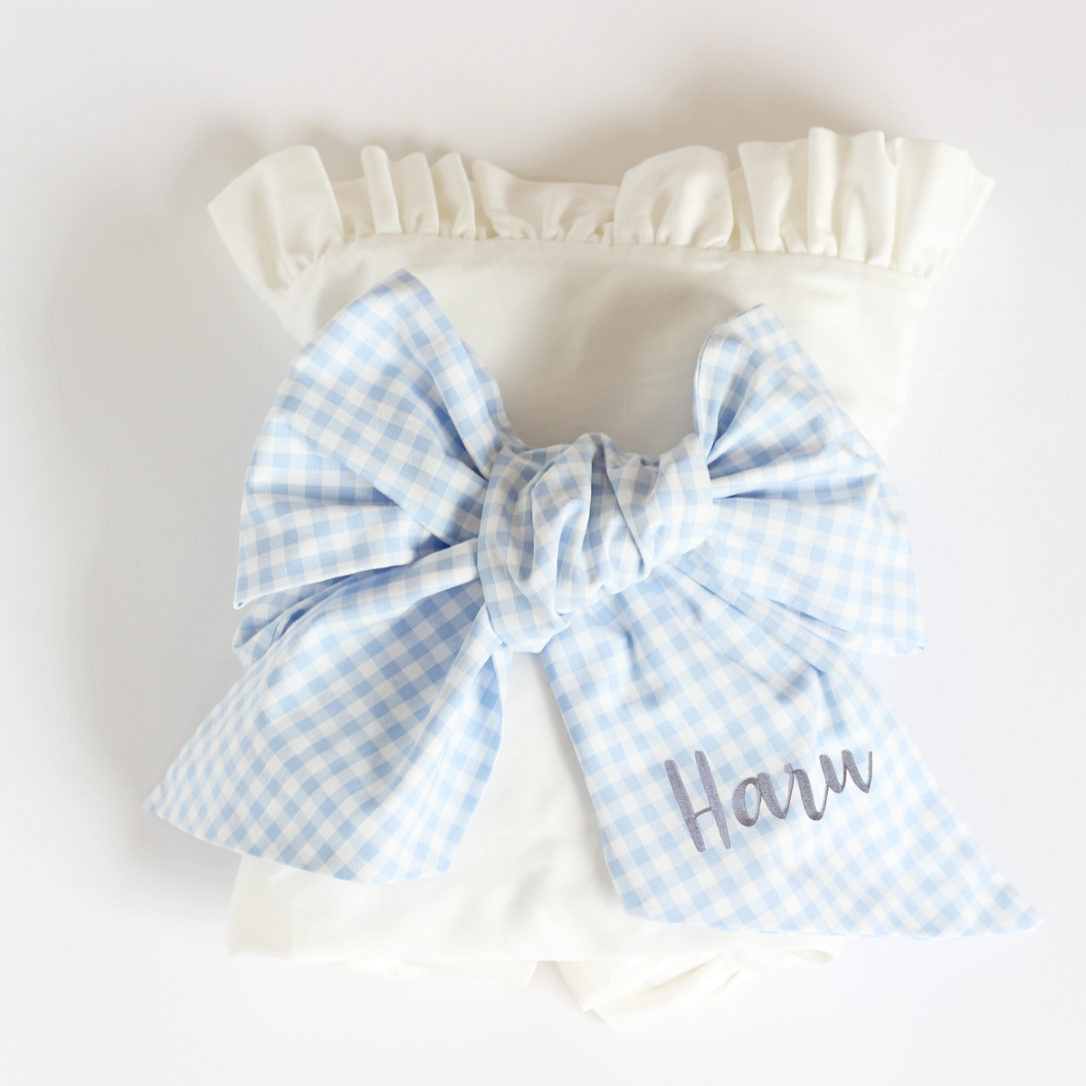 Bow Sashリボンサッシュ　ブルーチェック
