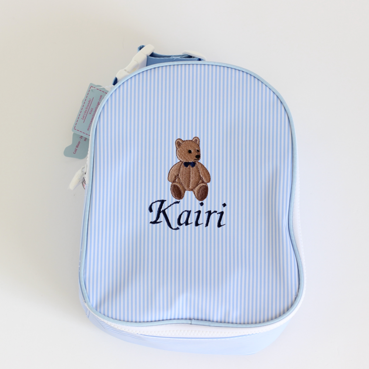 【選べるモチーフ】お名前刺繍入りクーラーバッグblue stripe