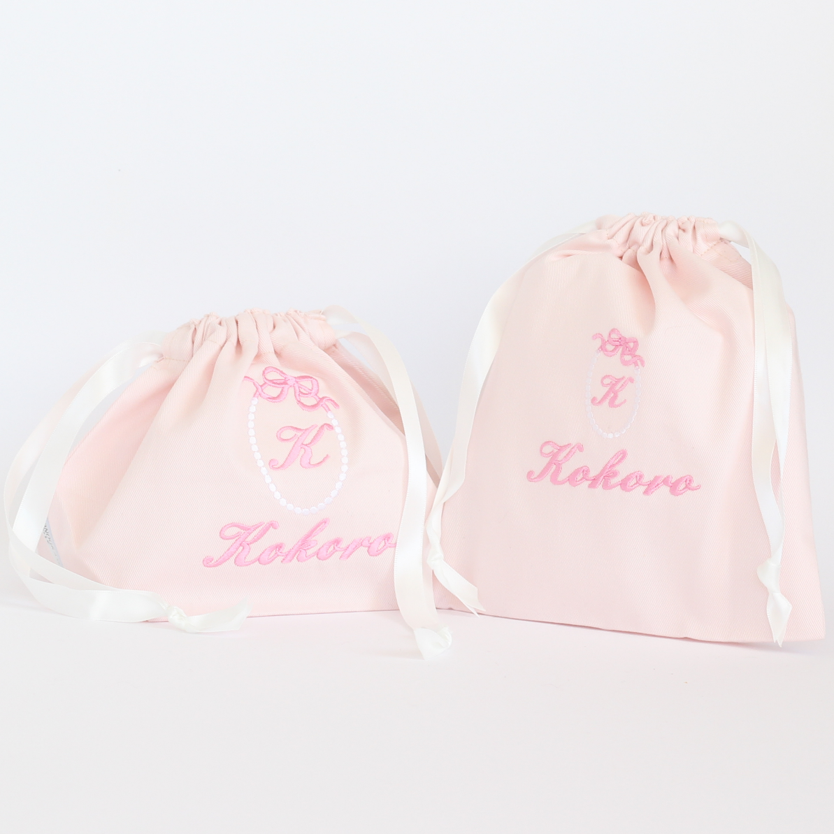 【リボンリース+名入れ】巾着袋3種類セット