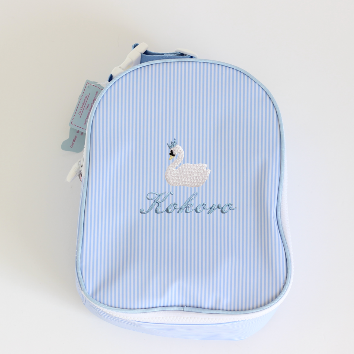 【選べるモチーフ】お名前刺繍入りクーラーバッグblue stripe