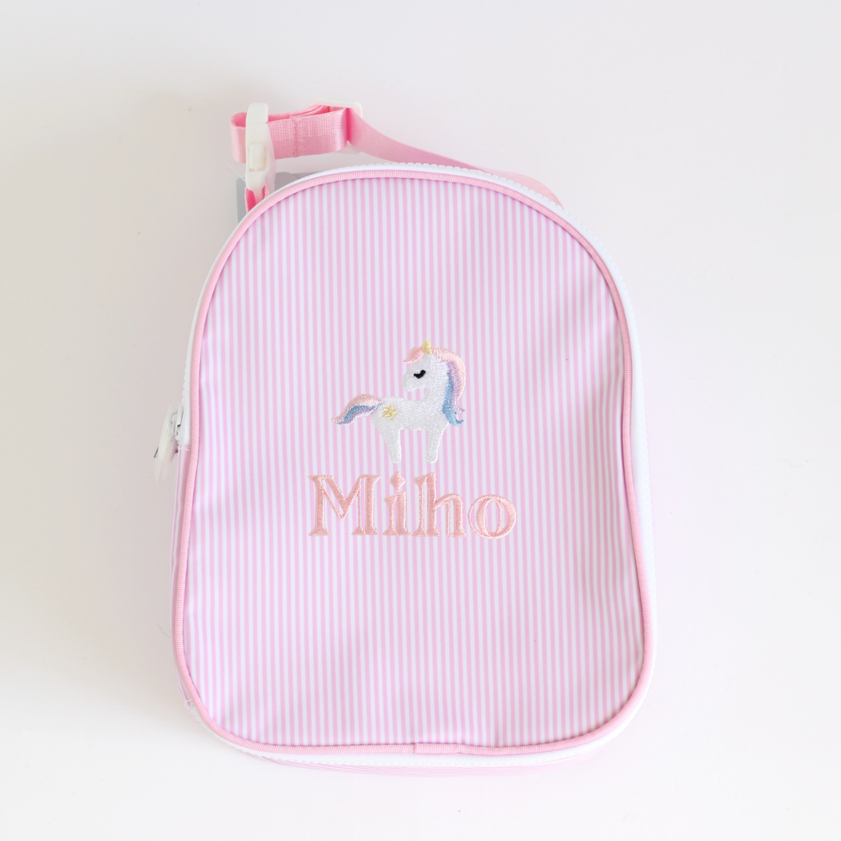 【選べるモチーフ】お名前刺繍入りクーラーバッグpink stripe