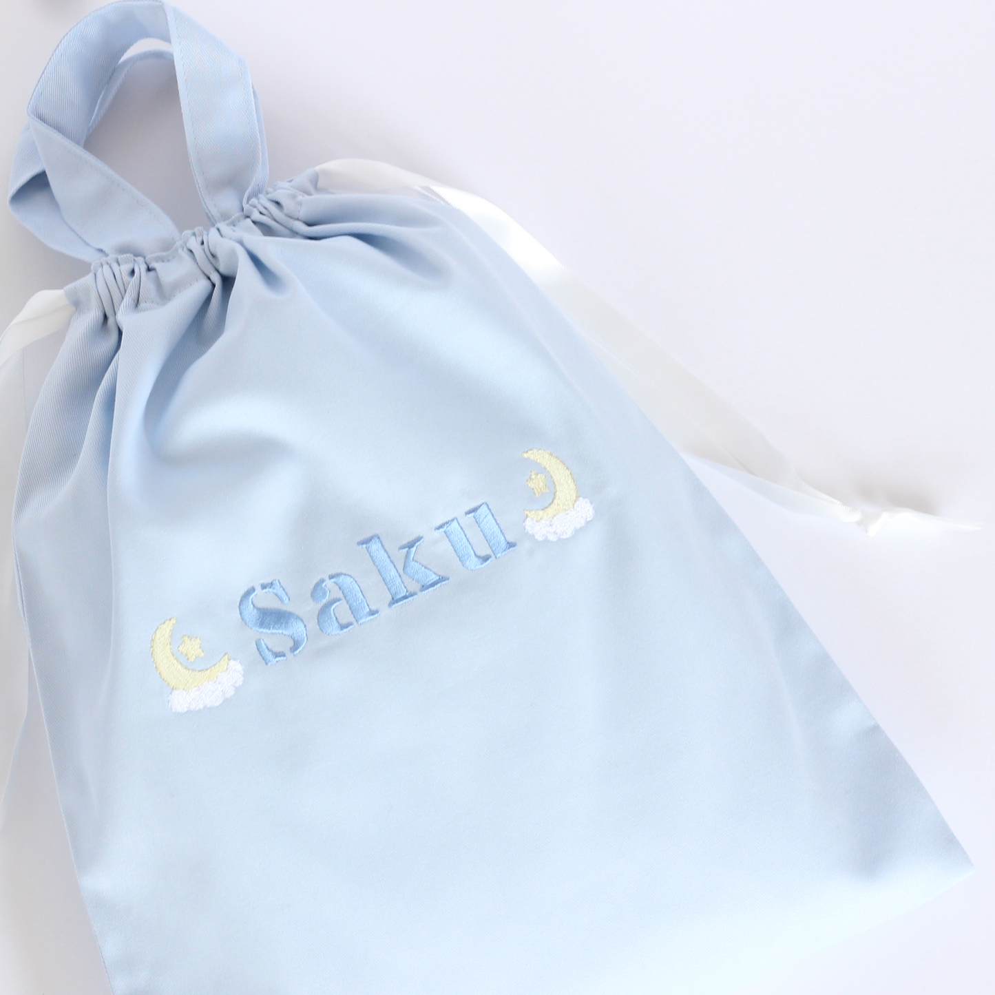 【ムーン🌙＆スター⭐+名入れ刺繍】巾着袋3種類セット（4色）