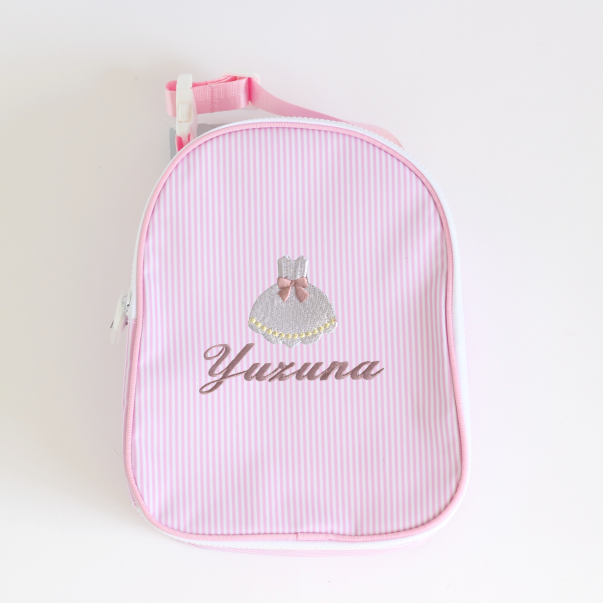 【選べるモチーフ】お名前刺繍入りクーラーバッグpink stripe