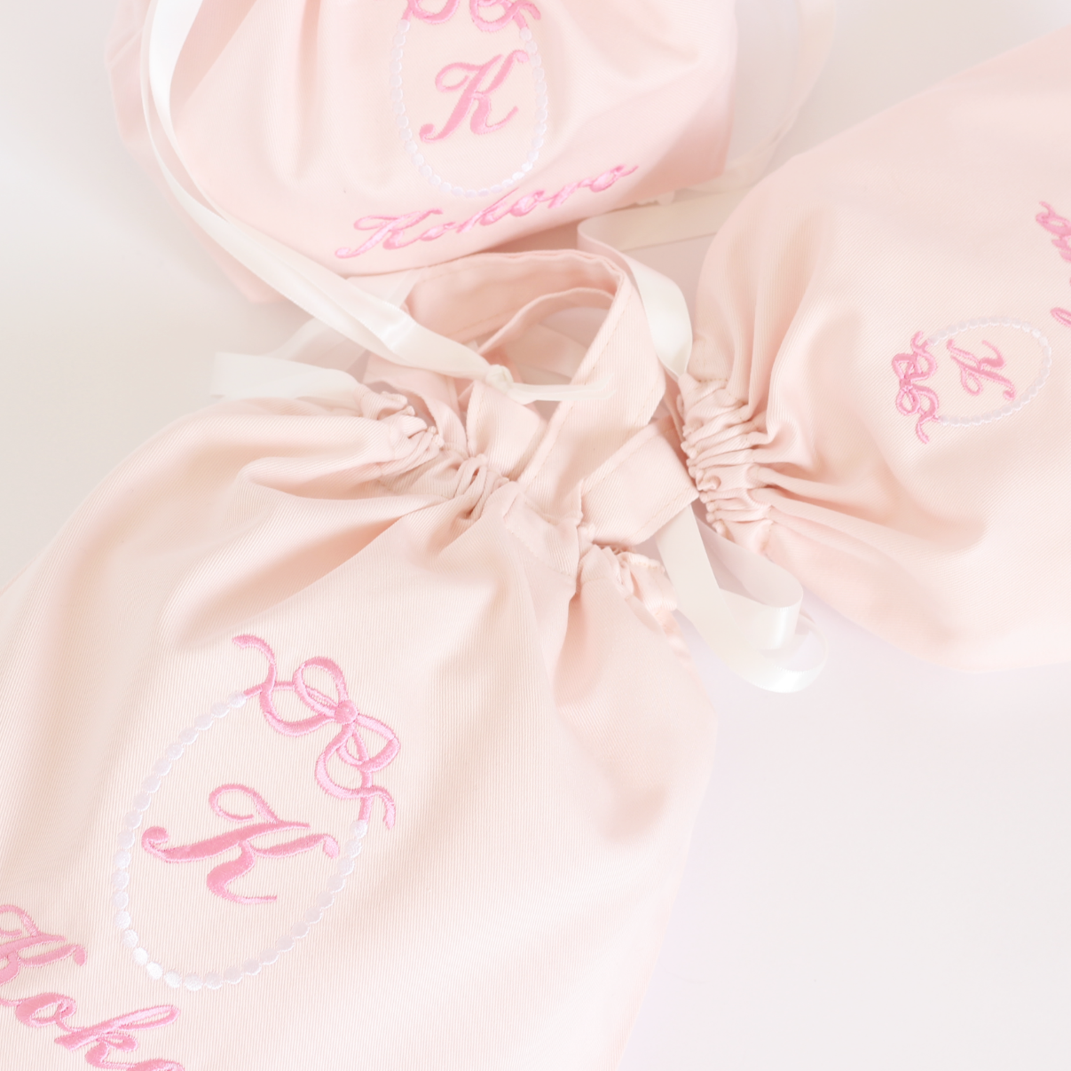 【リボンリース+名入れ】巾着袋3種類セット