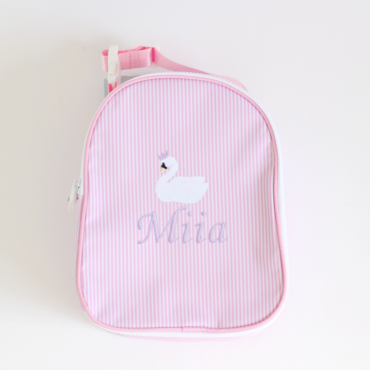 【選べるモチーフ】お名前刺繍入りクーラーバッグpink stripe