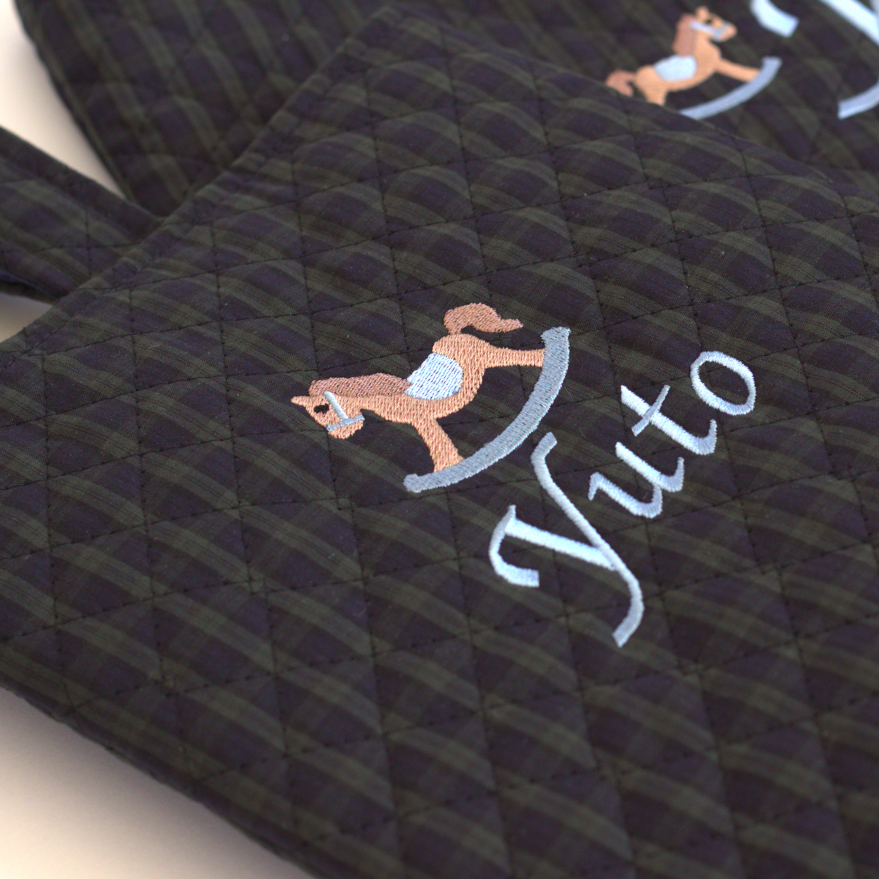 【選べるモチーフ+名入れ刺繍】シューズバッグ (靴袋)ブラックウォッチ柄