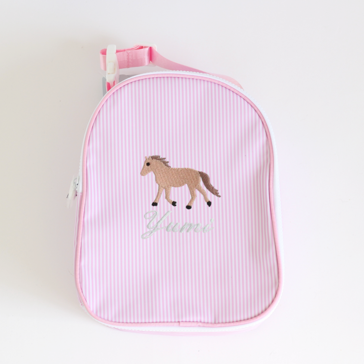 【選べるモチーフ】お名前刺繍入りクーラーバッグpink stripe