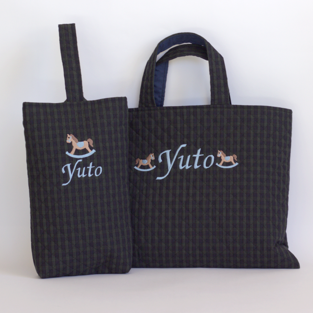 【選べるモチーフ+名入れ】レッスンバッグ＆シューズバッグsetブラックウォッチ柄