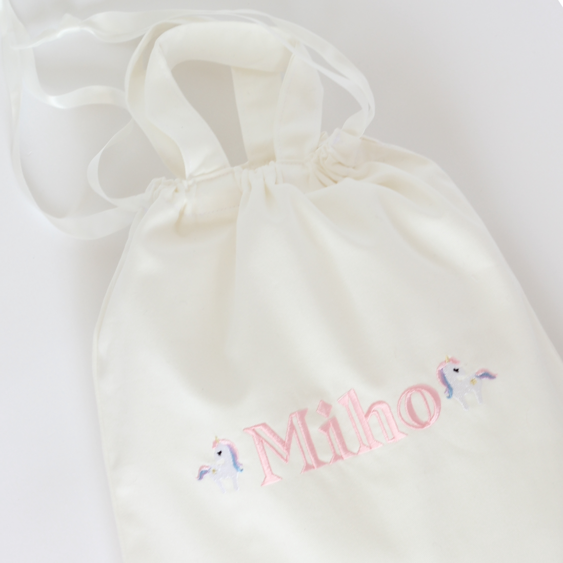 【ユニコーン+名入れ刺繍】巾着袋3種類セット（4色）