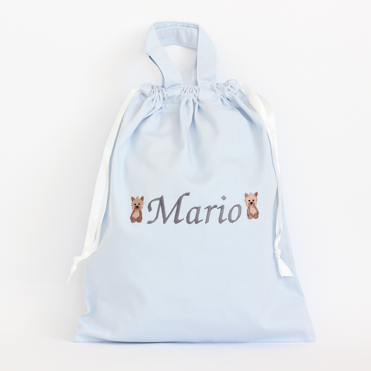 【ヨークシャテリア+名入れ刺繍】巾着袋3種類セット（4色）