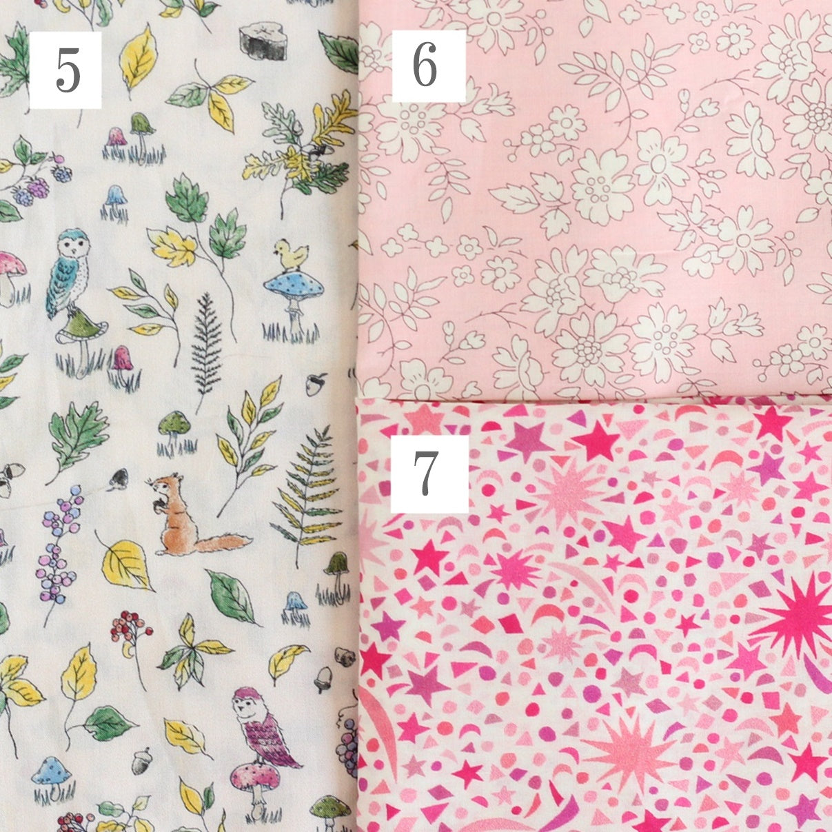 【リバティファブリックのアップリケ+名入れ刺繍】巾着袋Sマチなし（4色）