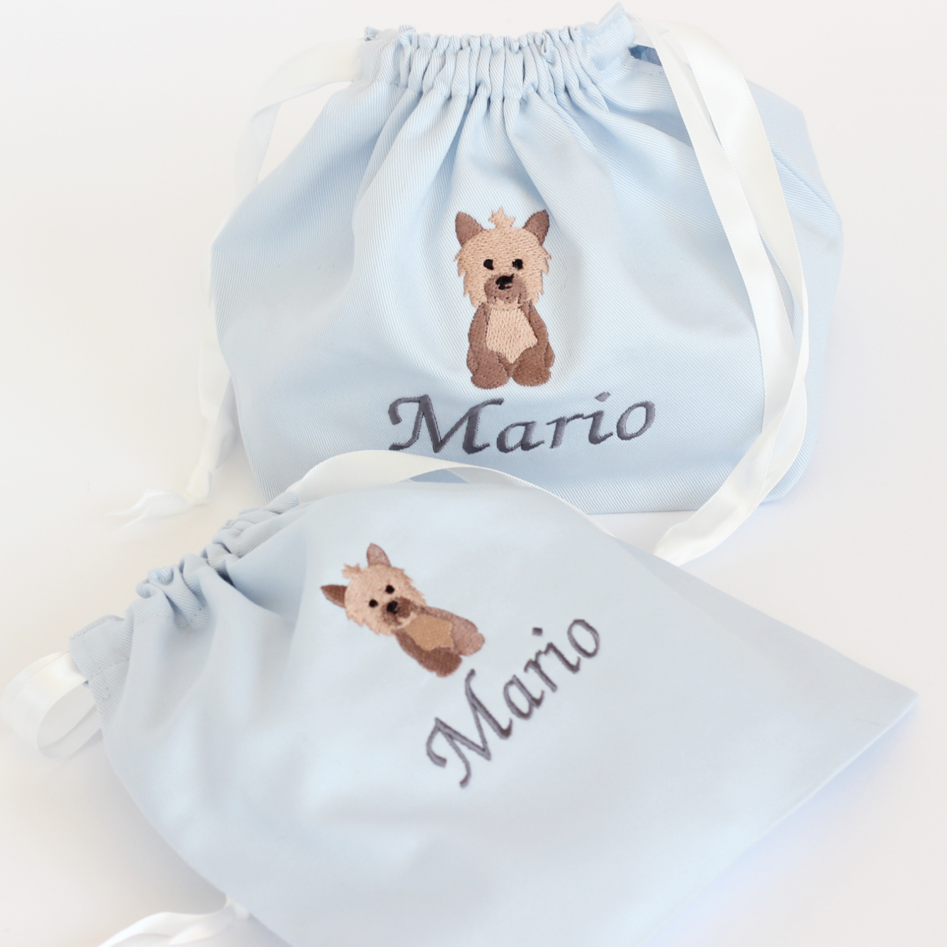 【ヨークシャテリア+名入れ刺繍】巾着袋3種類セット（4色）