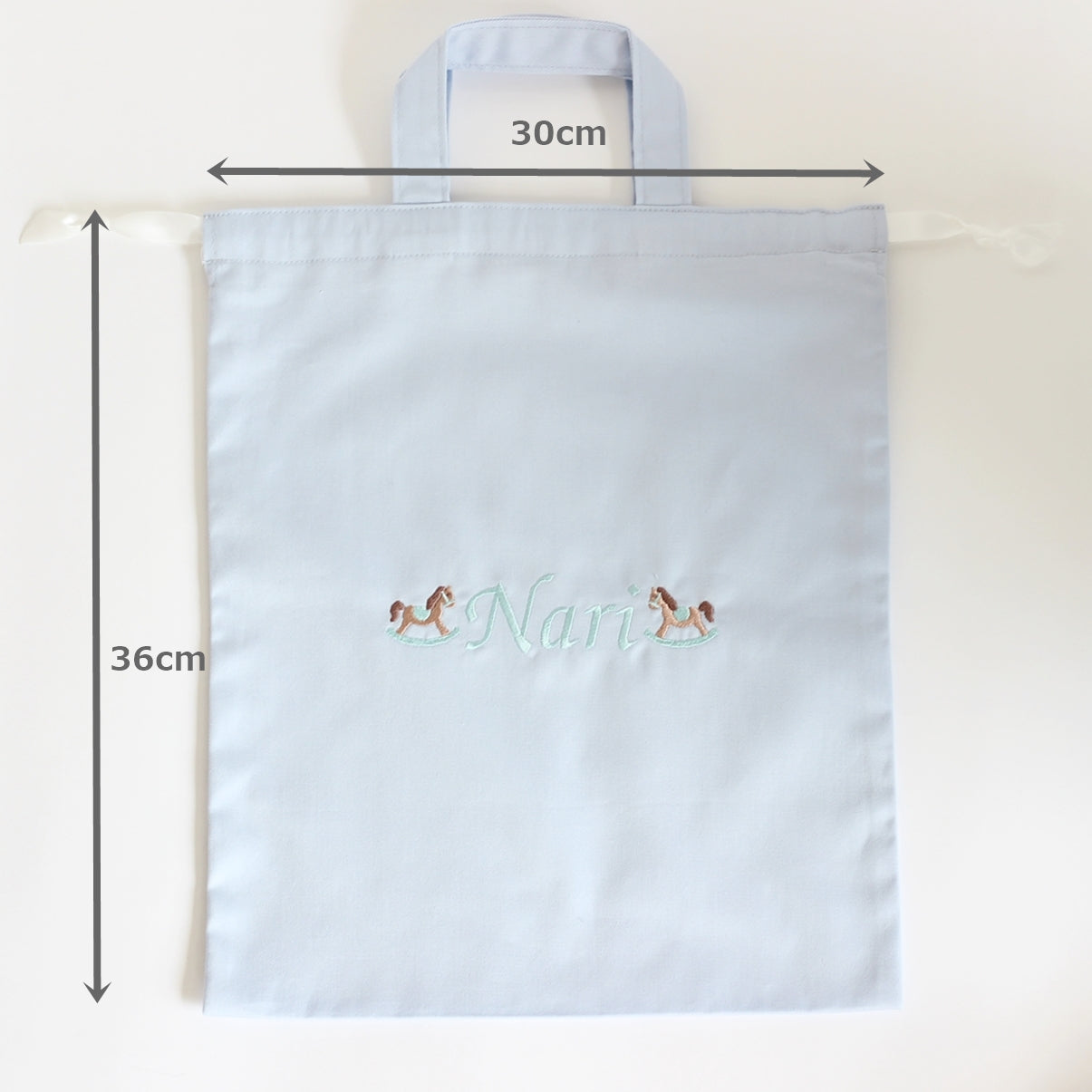 【Travelモチーフ+名入れ刺繍】巾着袋L持ち手つき（4色）ドローストリングバッグ