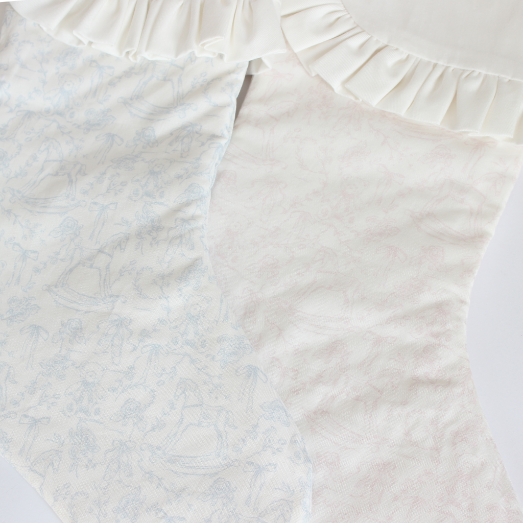 オリジナル!!トワルドジュイ柄のフリルクリスマスストッキング