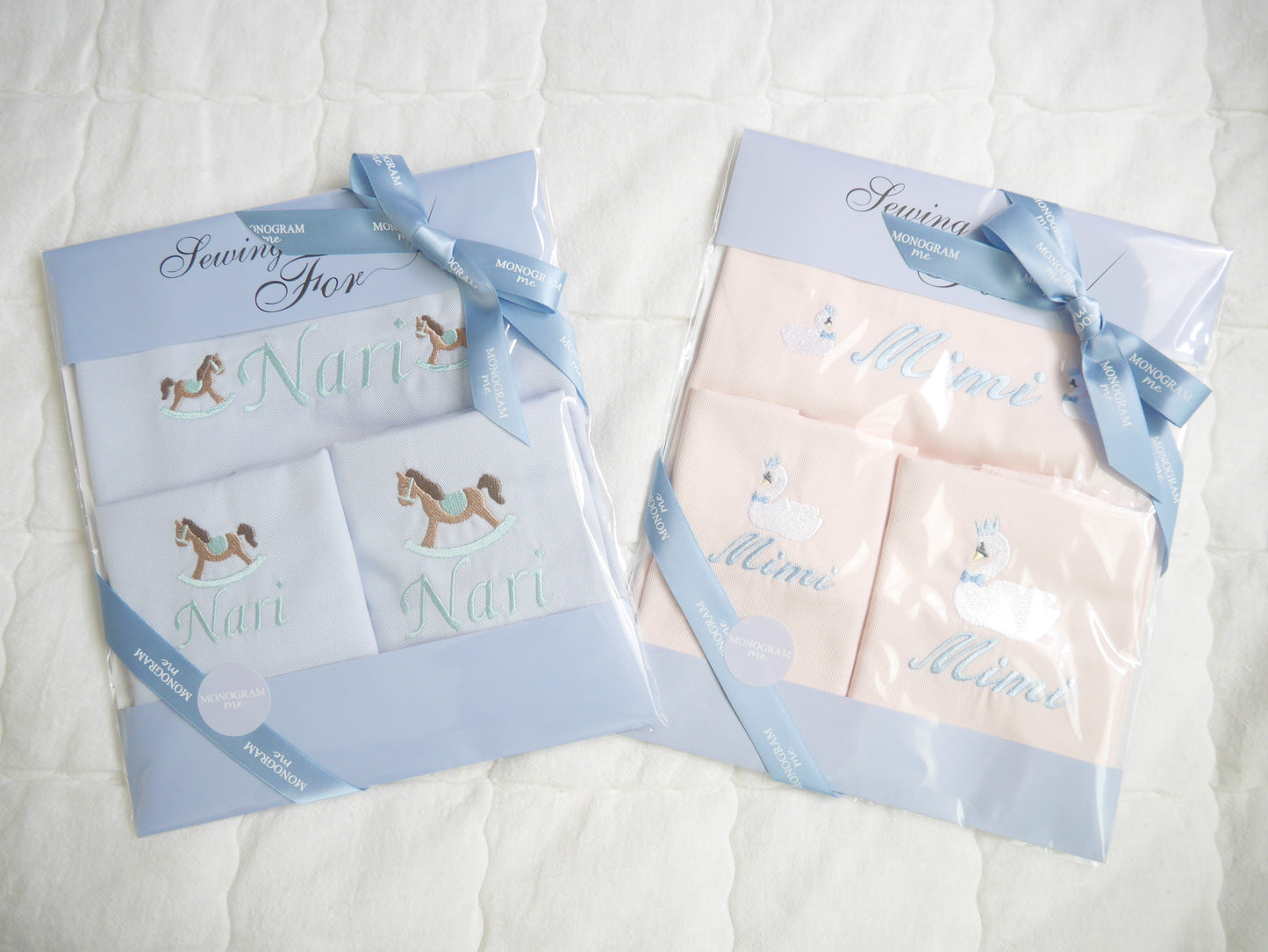 【選べるモチーフ+名入れ刺繍】シューズバッグ (靴袋)パウダーピンク